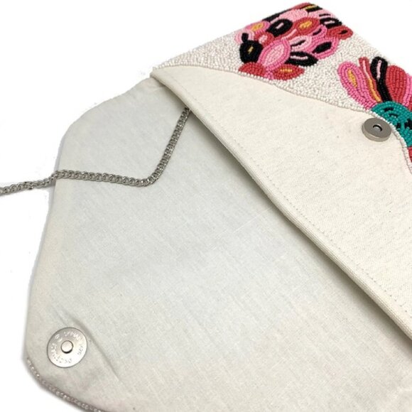 NEW Tropical Bird Parrot Sead Beaded Clutch Crossbody Handbag - Picture 4 of 6